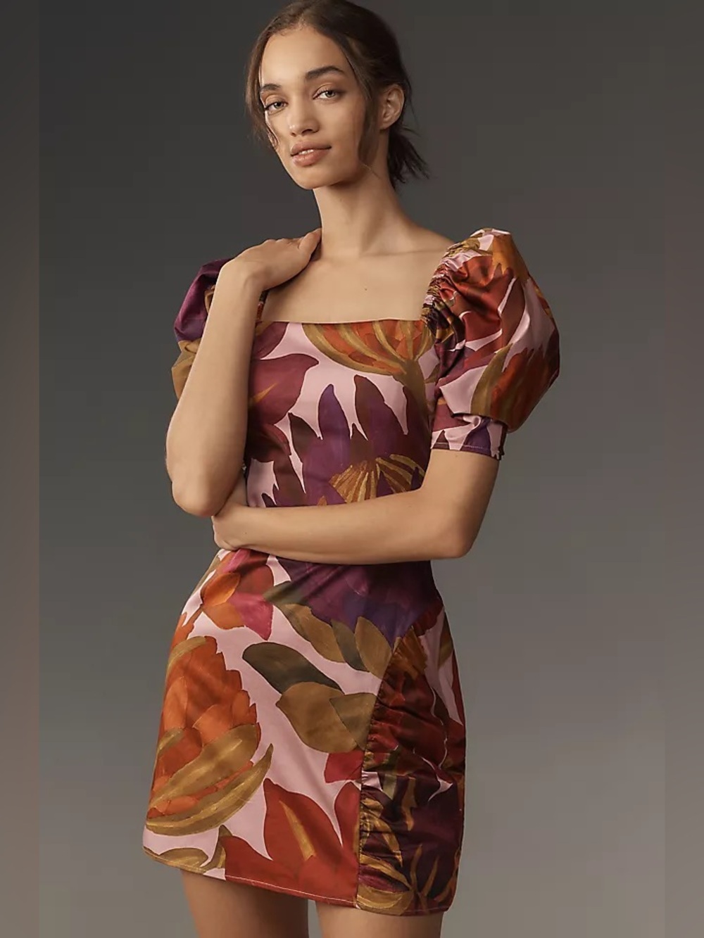 NWOT Farm Rio Floral Puff-Sleeve Mini Dress Sz S